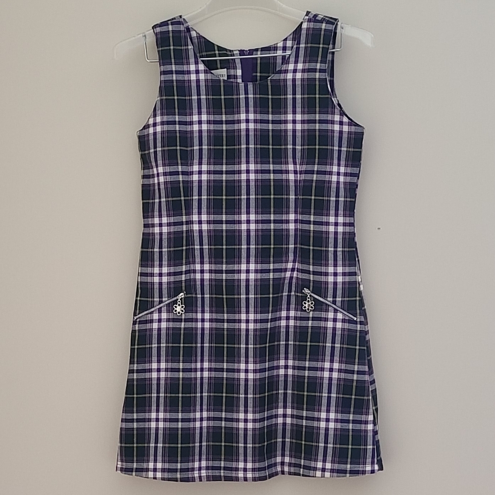 The Limited Girls Plaid Jumper Dress Size 12 - Purple & Navy Tartan